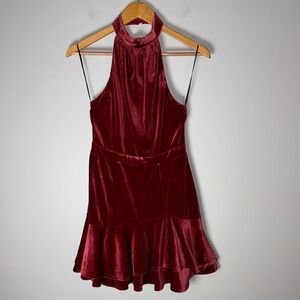Yumi Kim Dahlia Red Velvet Halter Small Dress